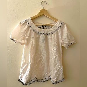 embroidered cream linen j. crew blouse